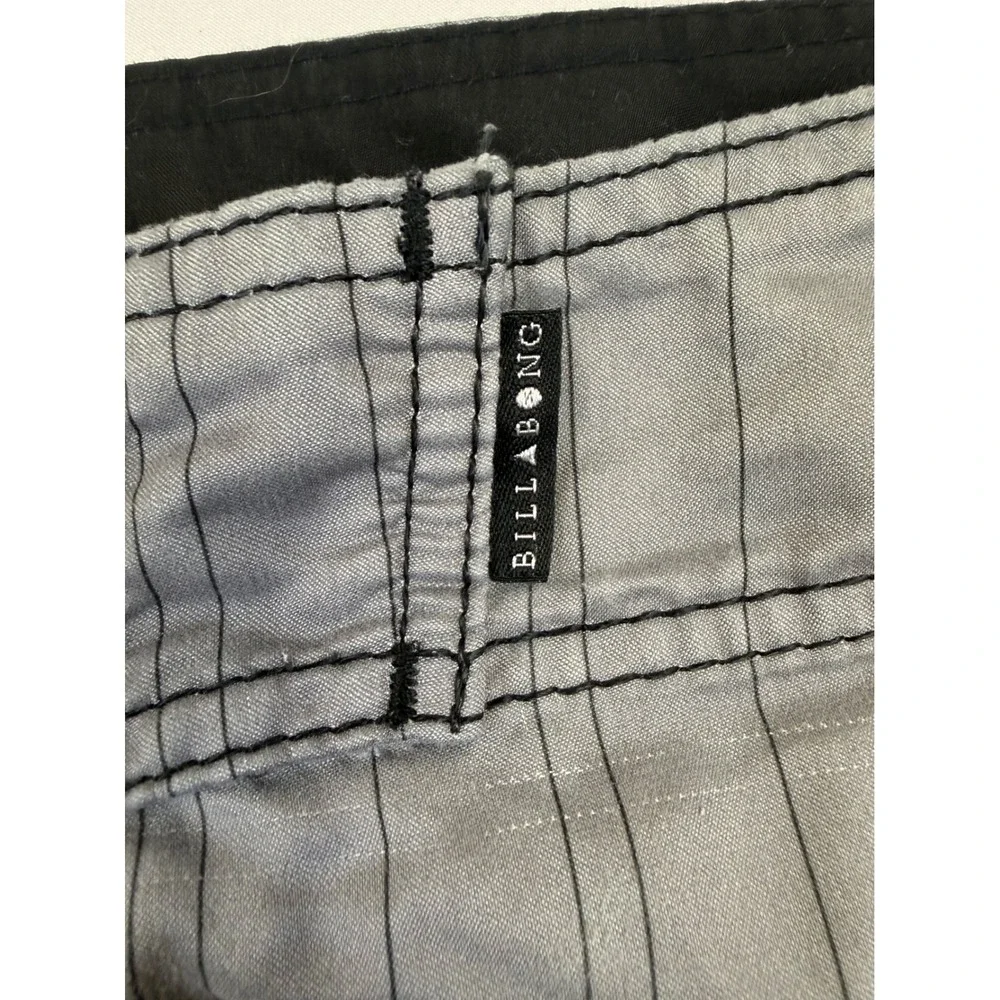 Billabong‎ Mens Grey Pinstripe Board Shorts Cargo Pocket Swim Trunks Size 38